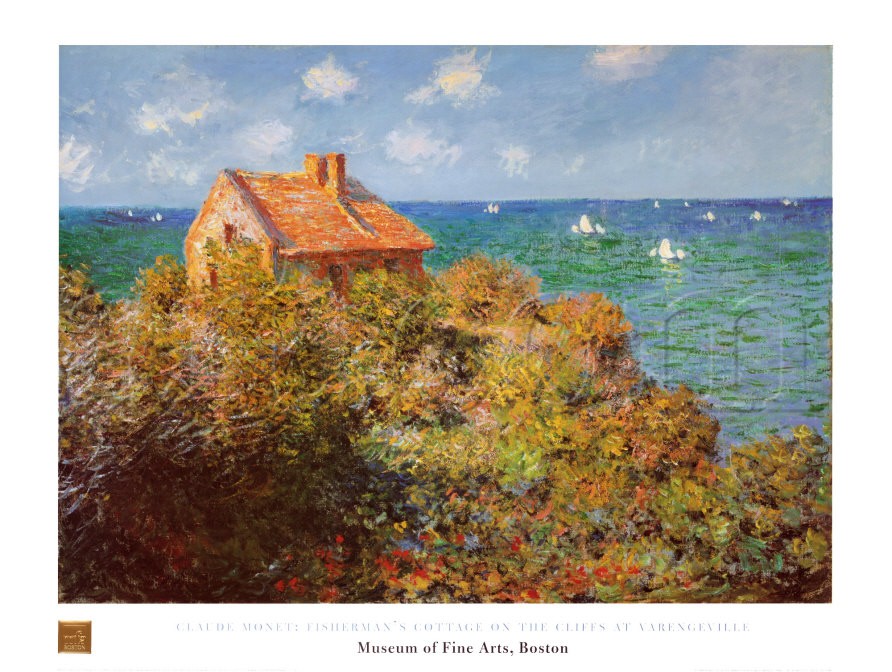 Fishermans Cottage on the Cliffs at Var - Claude Monet Paintings